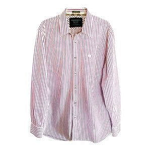 AMERICAN EAGLE Vintage Fit Mens XXL Striped L/S Button Down Shirt Red White